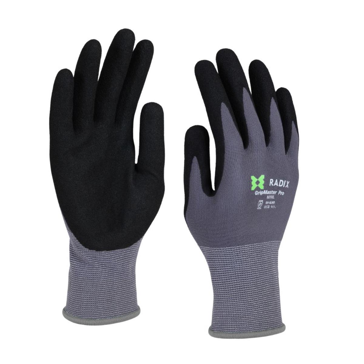 Radix GripMaster Pro - Werkhandschoenen - Nitril Micro Foam Sandy - Black/Grey - M9 / L Radix GripMaster Pro - Werkhandschoenen - Nitril Micro Foam Sandy - Black/Grey - M9 / L