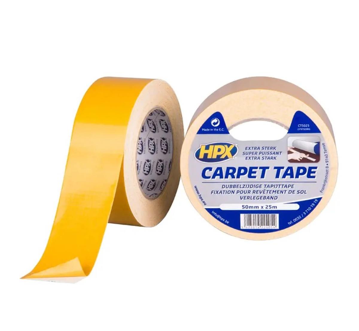 HPX - Dubbelzijdige tapijttape - wit - 50mm x 25m