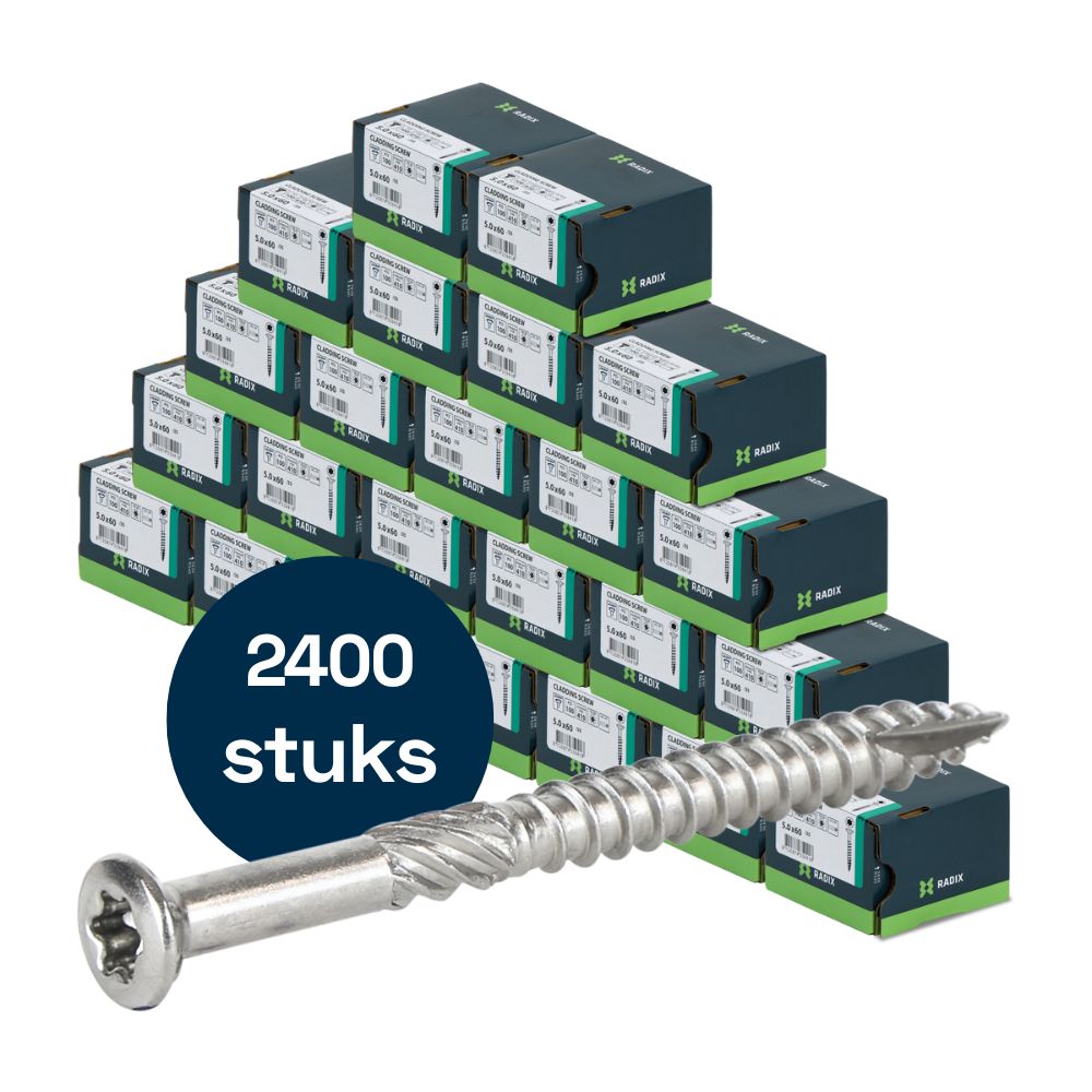 Radix - Vlonder - Tuinhout schroeven - Torx 5,0x60mm - T25 - RVS (2400 stuks) VOLLE DOOS!