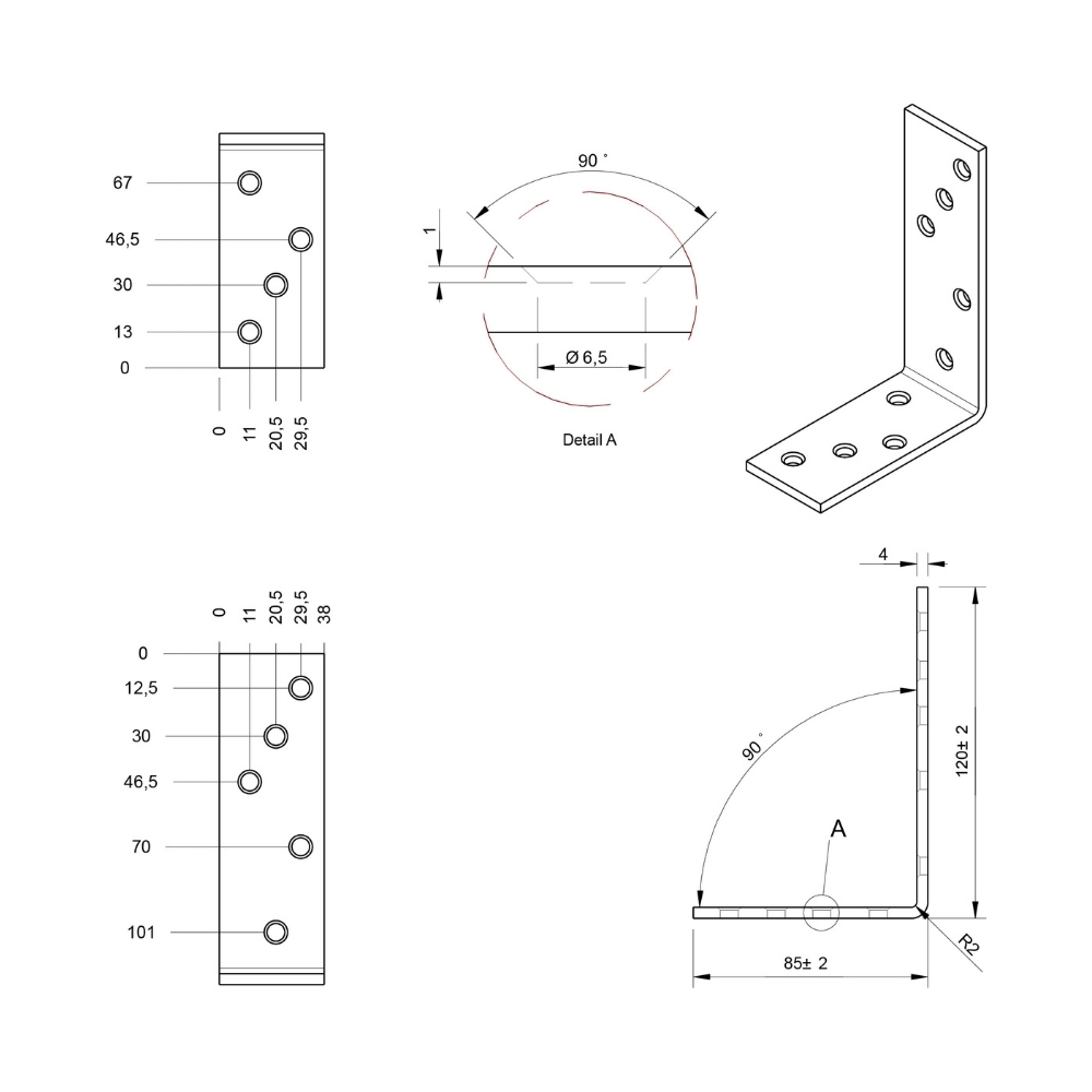Versterkingshoek - 75 x 40 x 25 mm - Verzinkt Versterkingshoek - 75 x 40 x 25 mm - Verzinkt