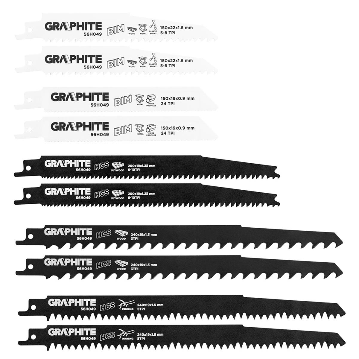 GRAPHITE - Reciprozaagbladenset - 10-delig