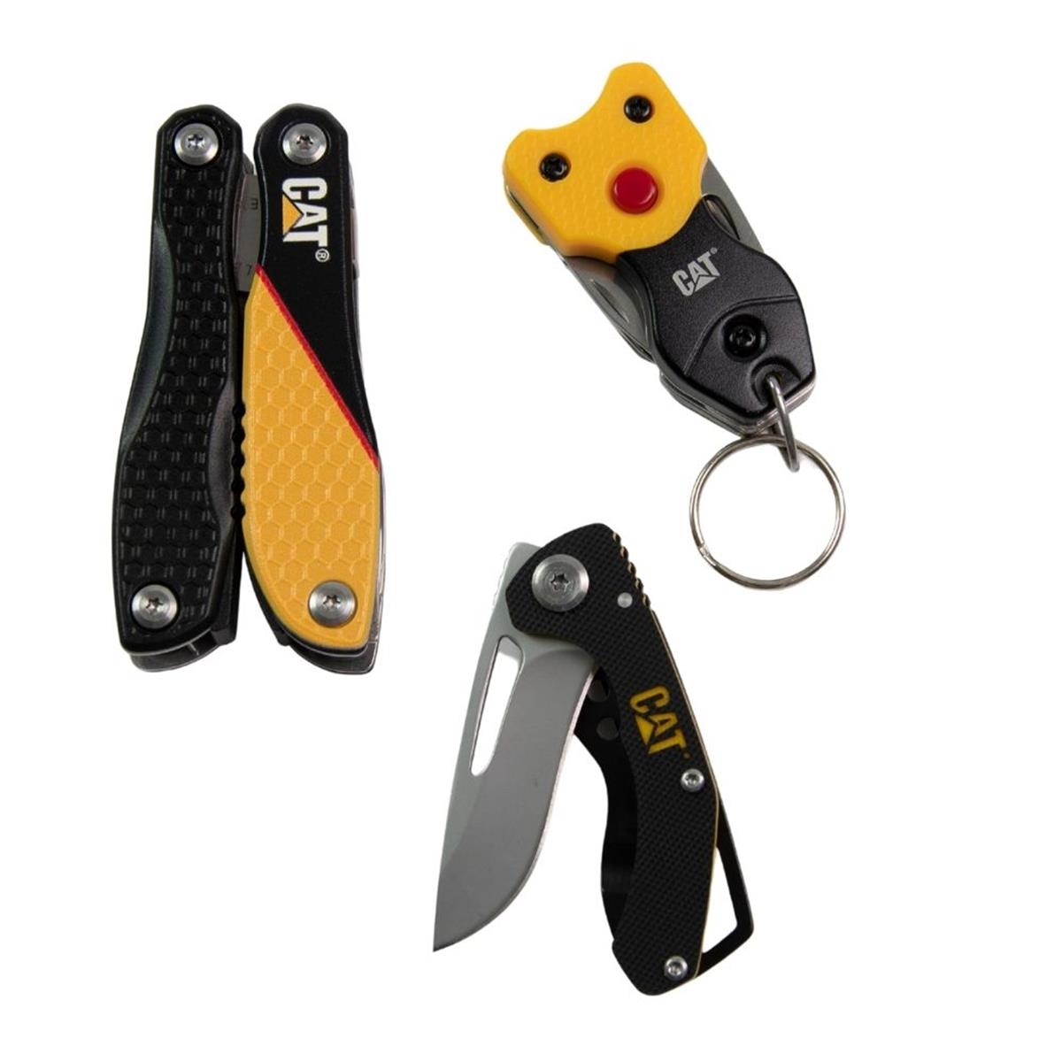 CAT - 3-Delige Multitool - Mes En Sleutelhanger Geschenkset 
