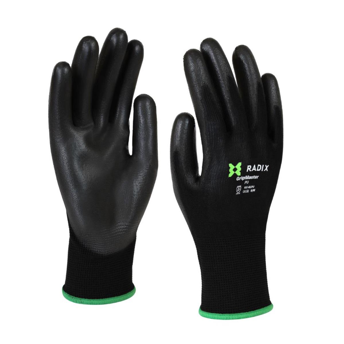 Radix GripMaster - Werkhandschoenen - PU Black - M8 / S