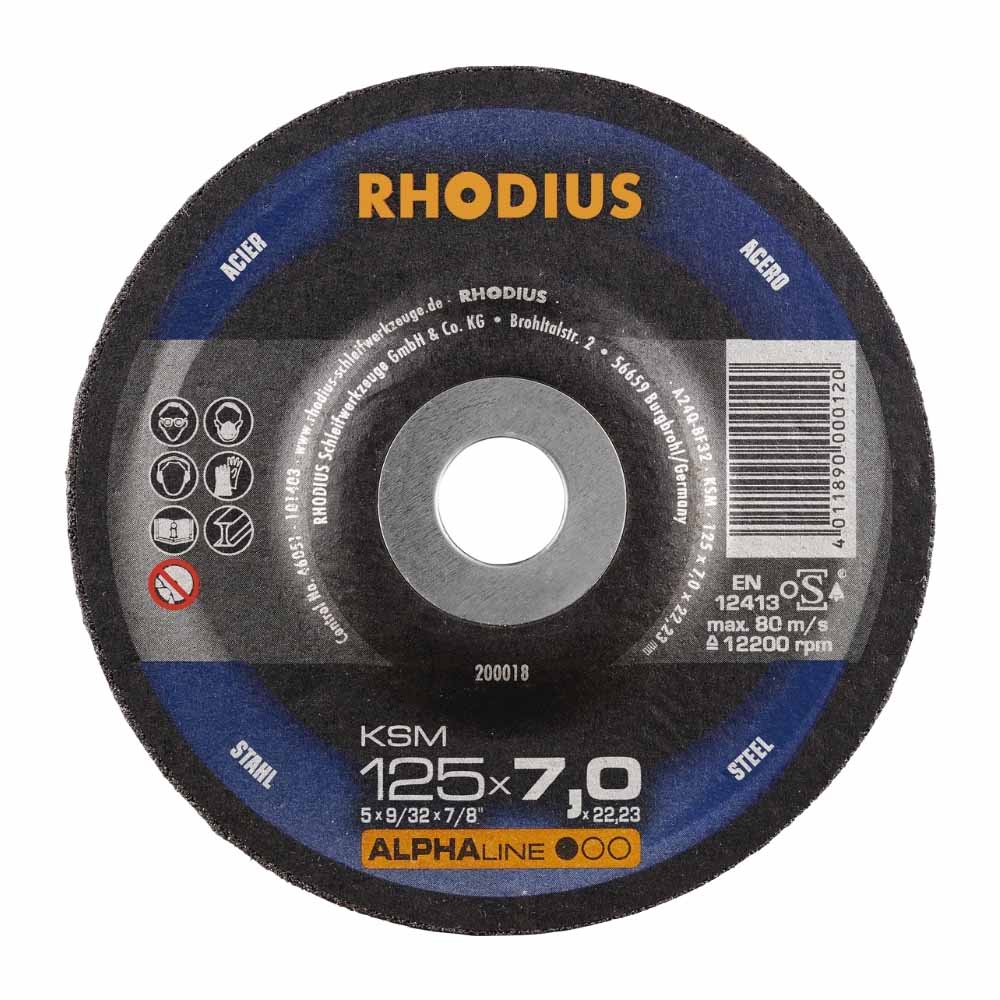 Rhodius - Afbraamschijf voor metaal - Core - 125 x 7 x 22,23 mm - KSM Rhodius - Afbraamschijf voor metaal - Core - 125 x 7 x 22,23 mm - KSM