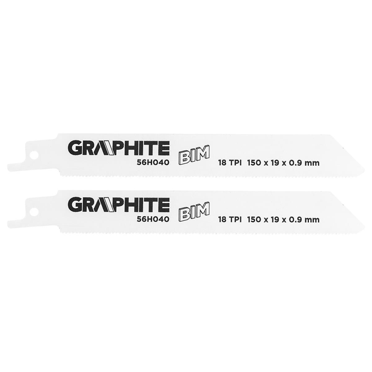 GRAPHITE - Reciprozaagblad - 18 TPI - 150x19x0,9mm (2 stuks)