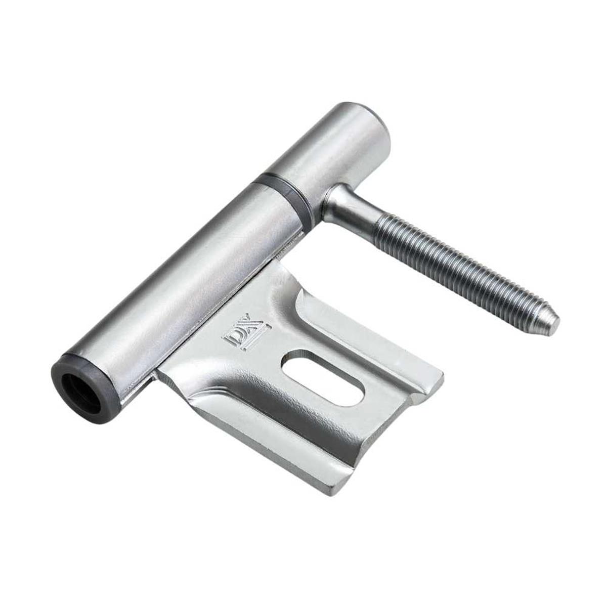 Inboorpaumelle - Ø14mm - Grijze nylon ring - Voor houten deuren en metalen montagekozijnen - Staal - Satijn verchroomd