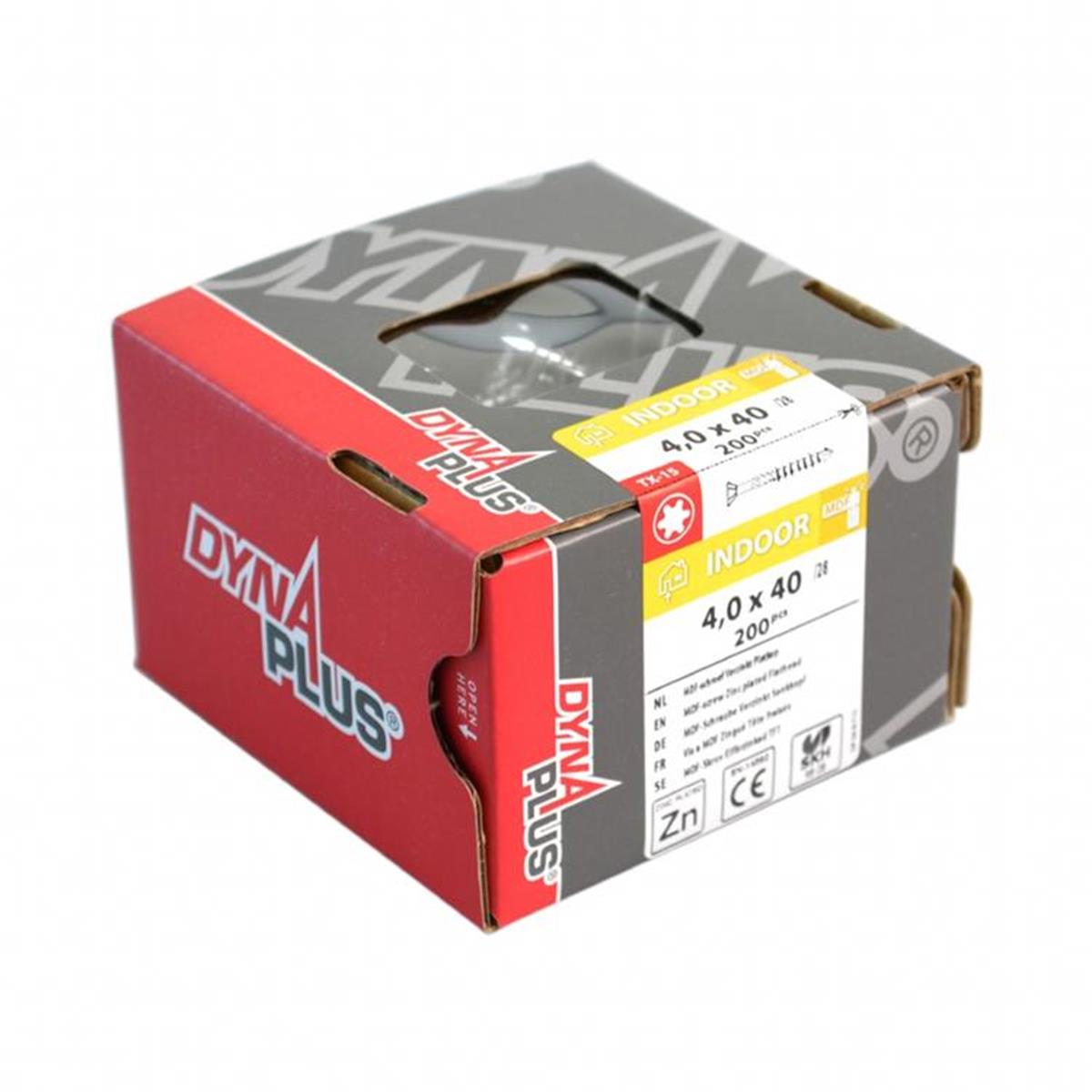 Dynaplus - MDF-schroef - 4,0 x 60mm - Verzinkt - Deeldraad (200 stuks)