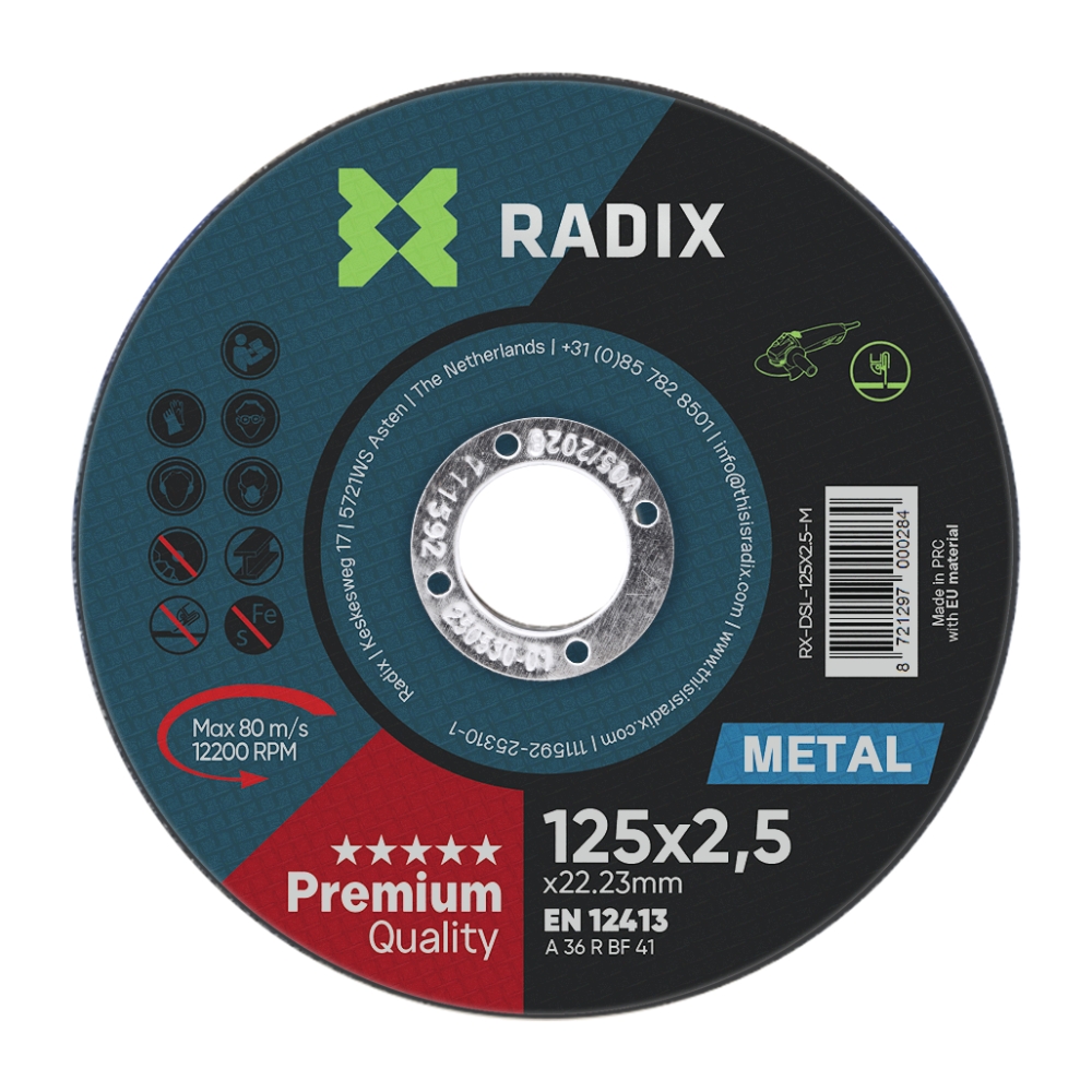 Radix - Doorslijpschijf - Metaal - 125 x 2,5 x 22,23 mm Radix - Doorslijpschijf - Metaal - 125 x 2,5 x 22,23 mm