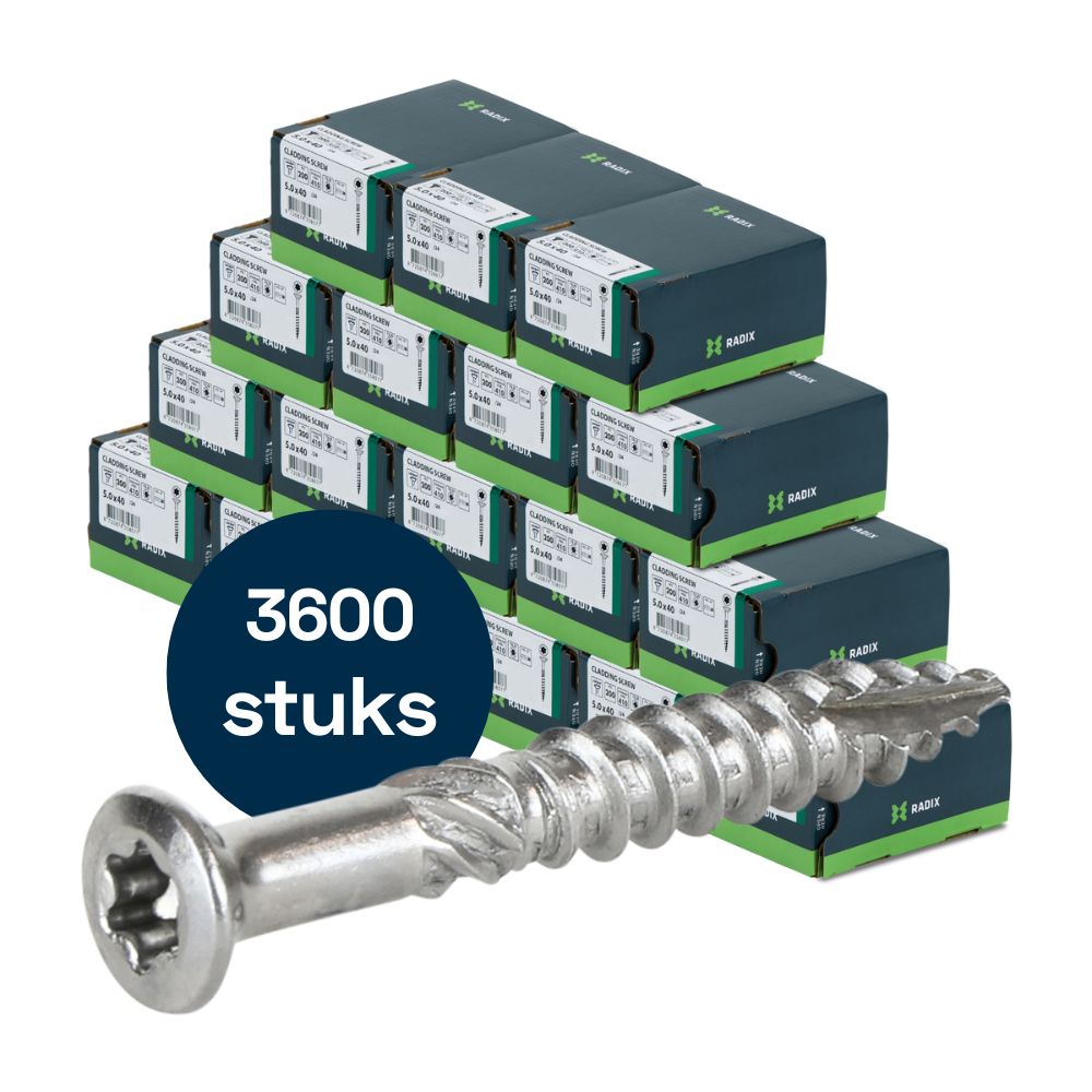 Radix - Vlonder - Tuinhout schroeven - Torx 5,0x40mm - T25 - RVS (3600 stuks) VOLLE DOOS!