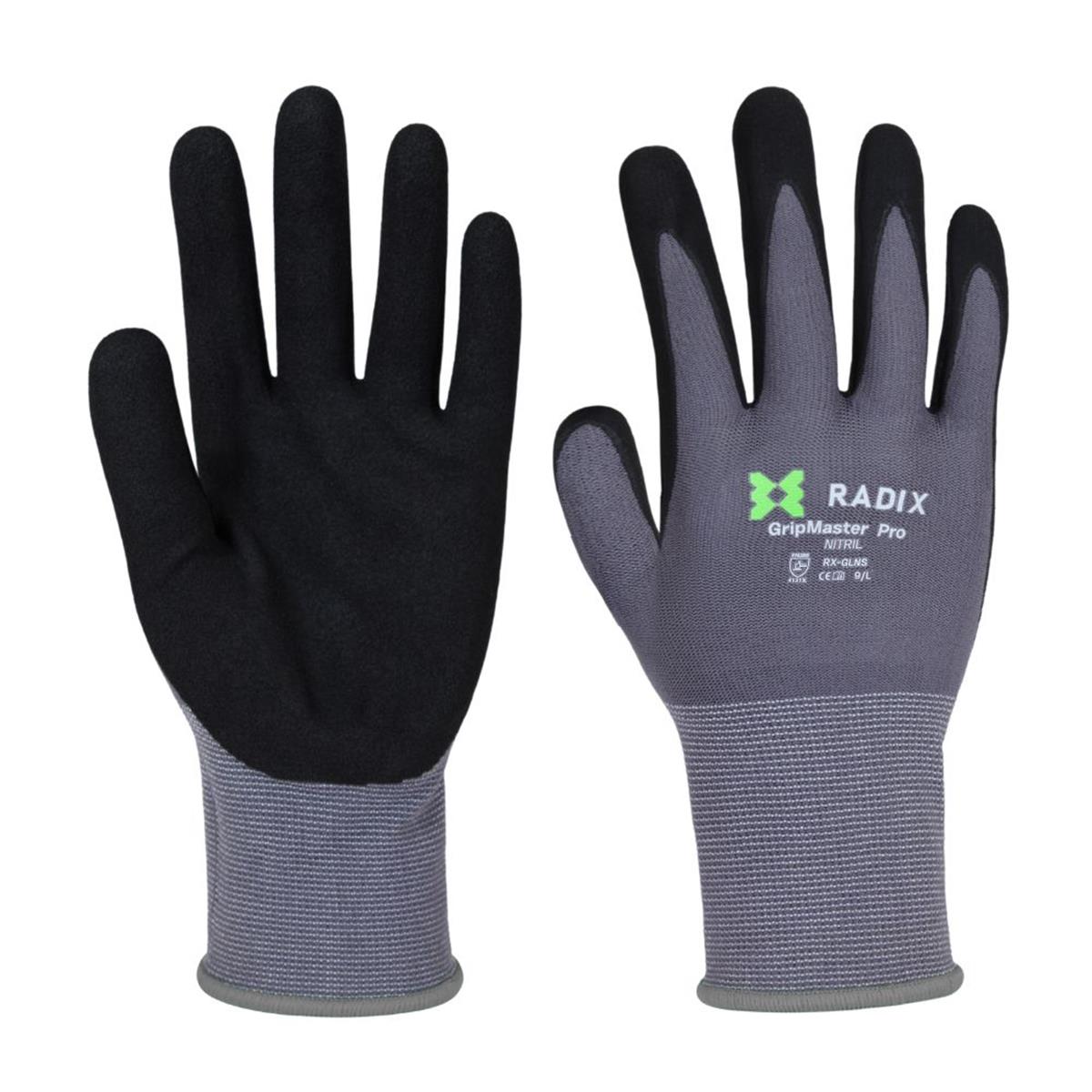 Radix GripMaster Pro - Werkhandschoenen - Nitril Micro Foam Sandy - Black/Grey - M9 / L Radix GripMaster Pro - Werkhandschoenen - Nitril Micro Foam Sandy - Black/Grey - M9 / L