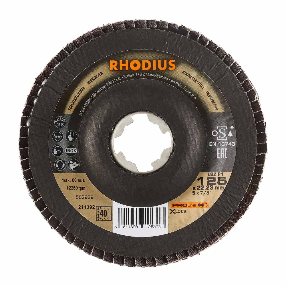 Rhodius - Lamellenschijf - Pro - 125 mm - K40 - X-Lock LSZ F1 Rhodius - Lamellenschijf - Pro - 125 mm - K40 - X-Lock LSZ F1