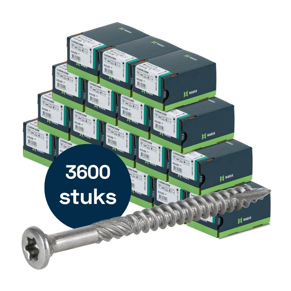 Radix - Vlonder- Tuinhout schroeven - Torx 4,0x50mm - T20 - RVS (3600 stuks) VOLLE DOOS!