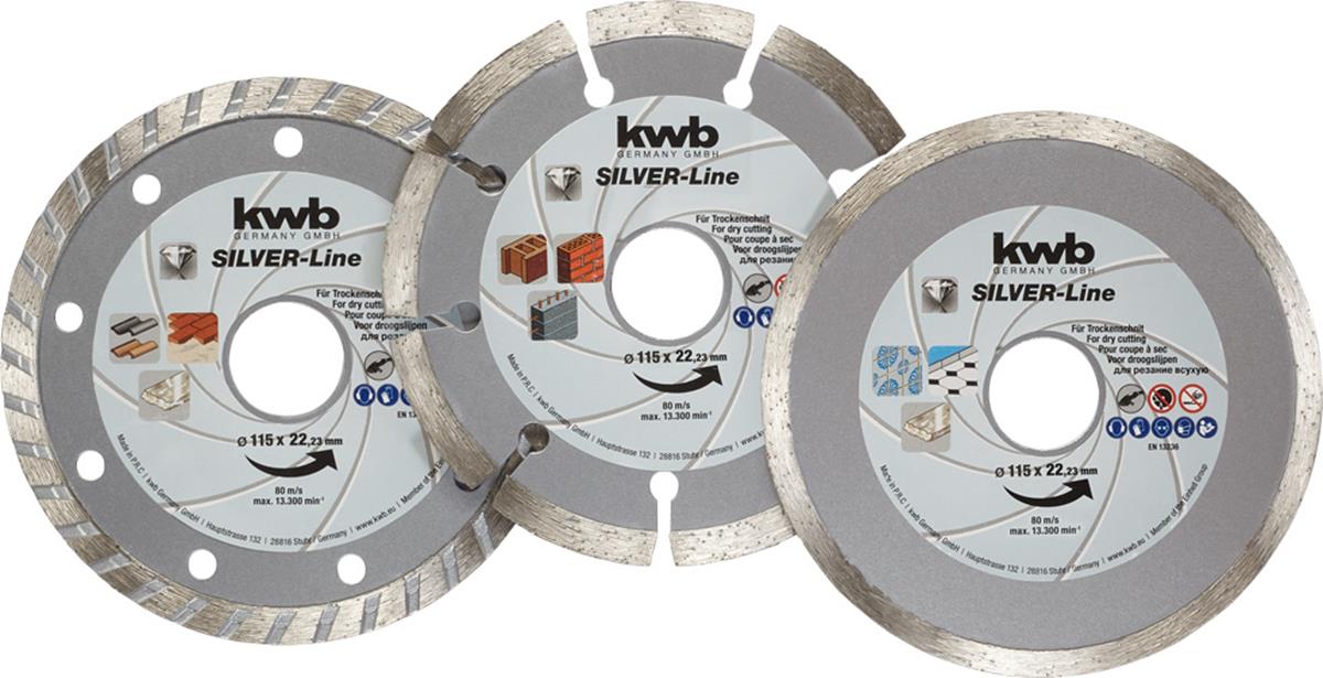 KWB - Diamantdoorslijpschijven set - 125x22,23mm - 3-delig