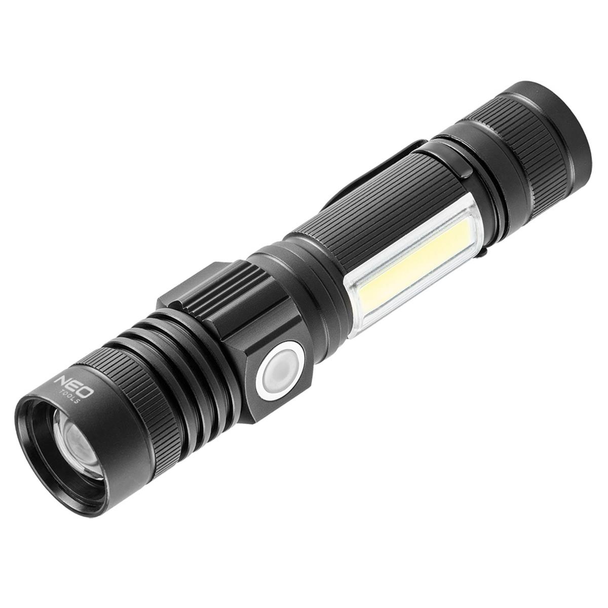 NEO - Zaklamp - 2 in 1, CREE T6 + COB LED op Accu