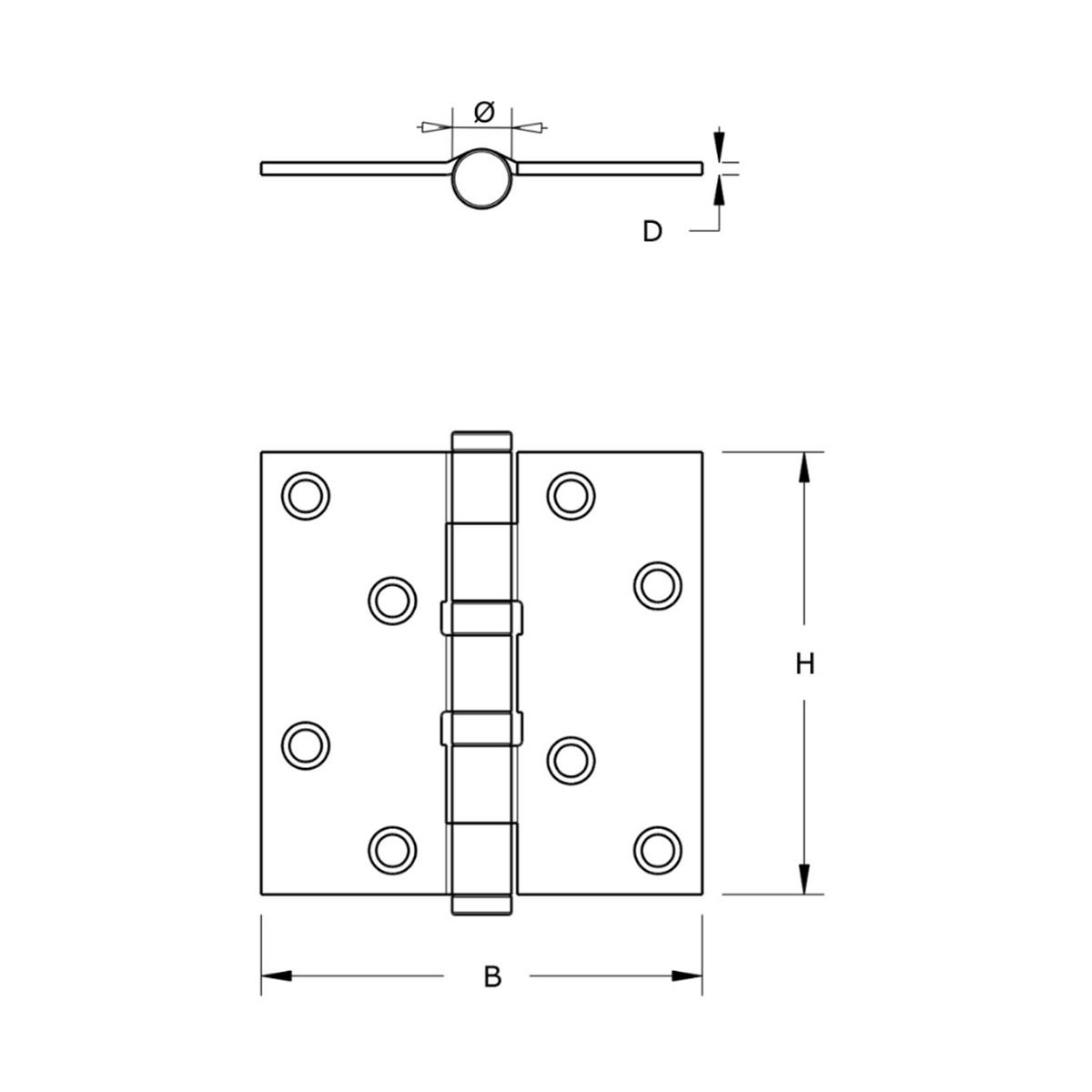 Kogellagerscharnier - Rechte hoeken - 89x89mm - RVS pen - RVS Geborsteld Zwart Kogellagerscharnier - Rechte hoeken - 89x89mm - RVS pen - RVS Geborsteld Zwart