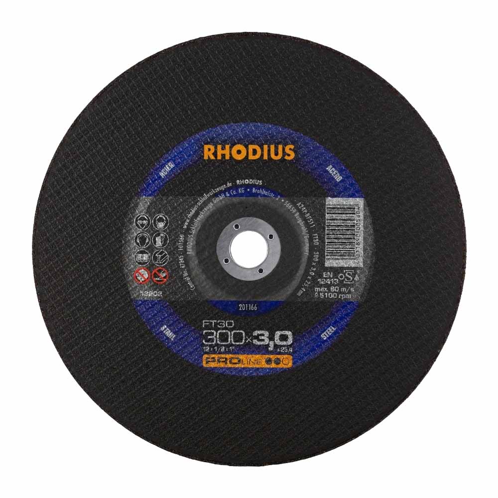 Rhodius - Doorslijpschijf voor metaal - Pro - 300 x 3,0 x 25,4 mm - FT30 Rhodius - Doorslijpschijf voor metaal - Pro - 300 x 3,0 x 25,4 mm - FT30
