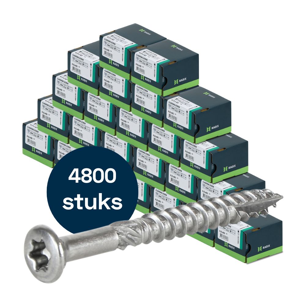 Radix - Vlonder - Tuinhout schroeven - Torx 4,0x40mm - T20 - RVS (4800 stuks) VOLLE DOOS!