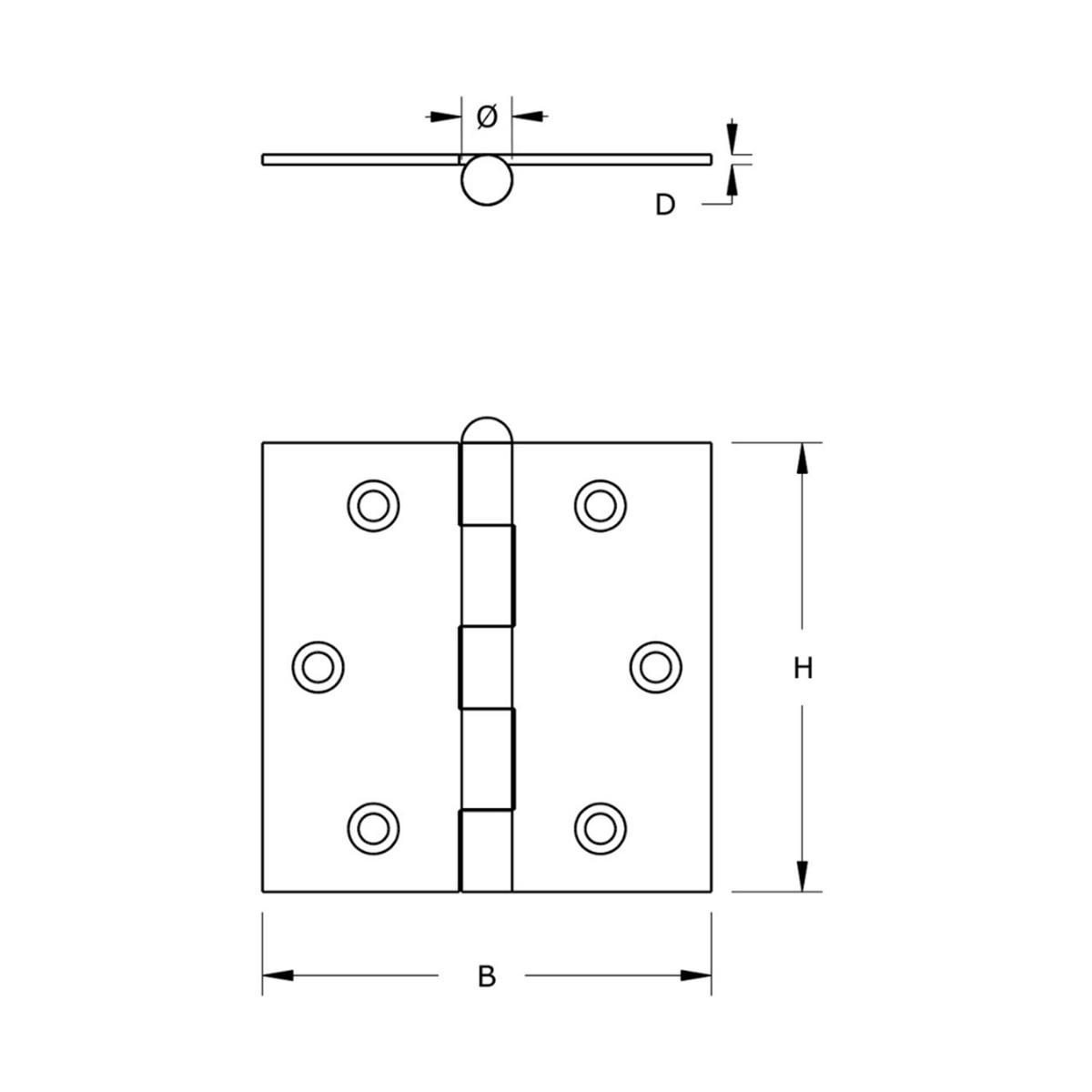 Scharnier - Rechte hoeken - 76x76mm - Losse verzinkte pen - Staal - Verzinkt Scharnier - Rechte hoeken - 76x76mm - Losse verzinkte pen - Staal - Verzinkt