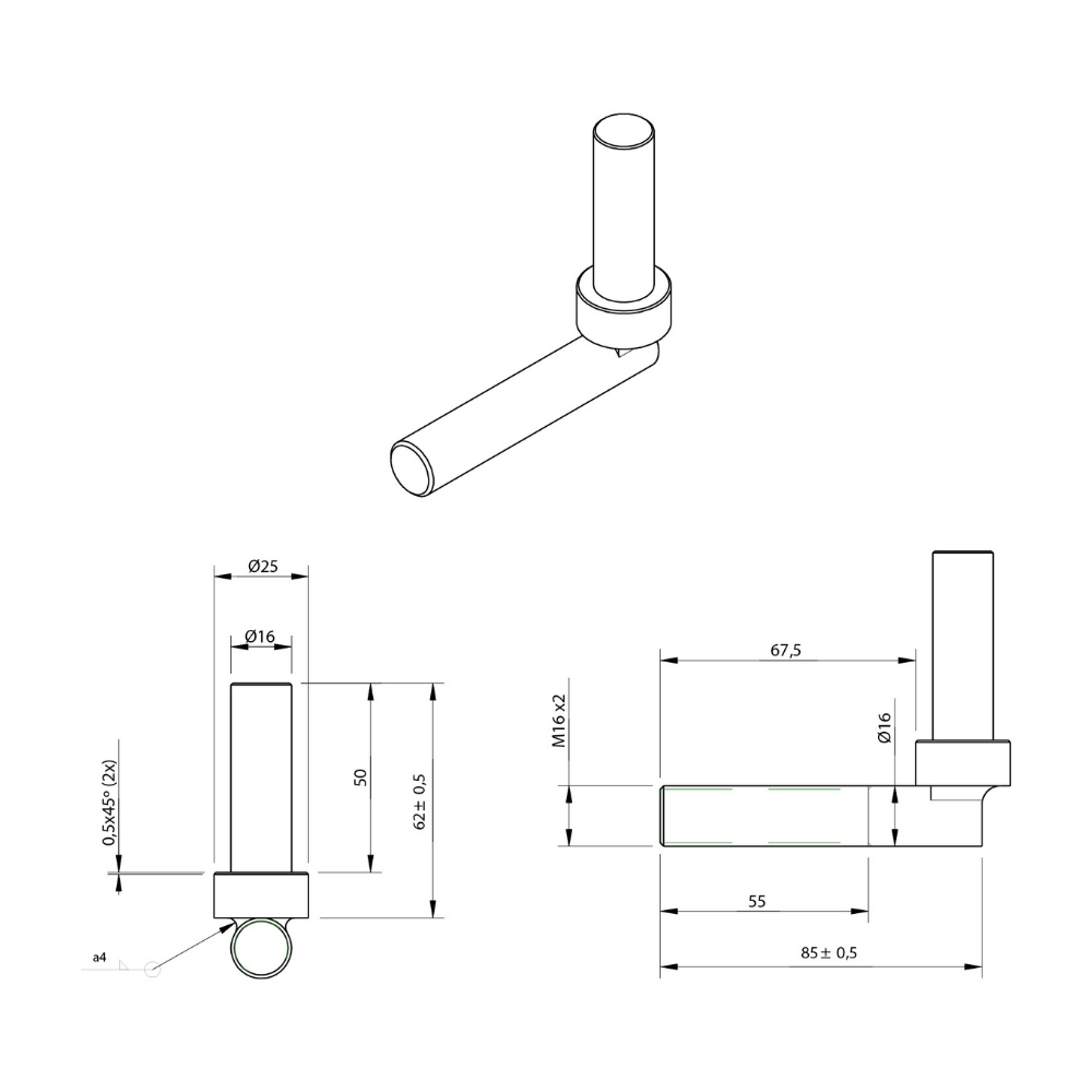 Plaatduim verstelbaar - 16 mm - Zwart Plaatduim verstelbaar - 16 mm - Zwart