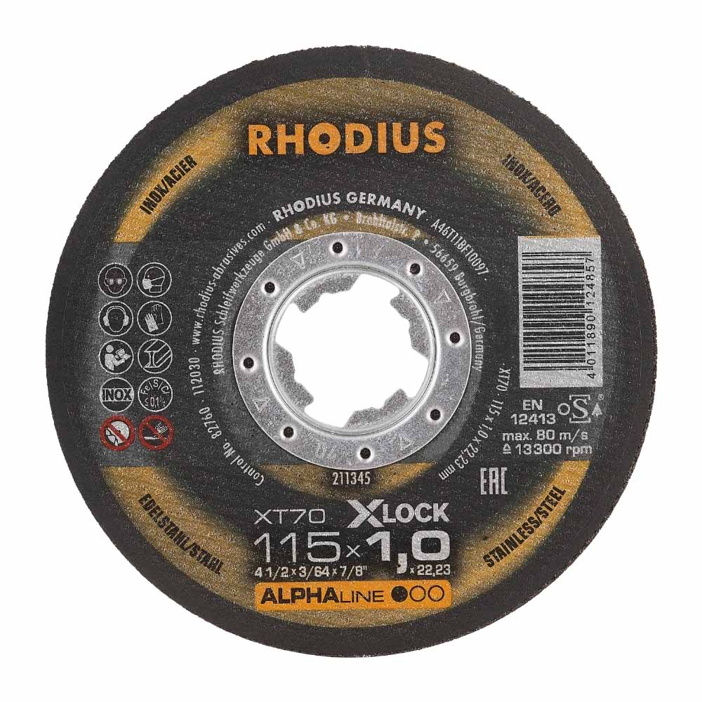 Rhodius - Doorslijpschijf voor inox - Core - 115 x 1,0 x 22,23 mm - X-Lock XT70