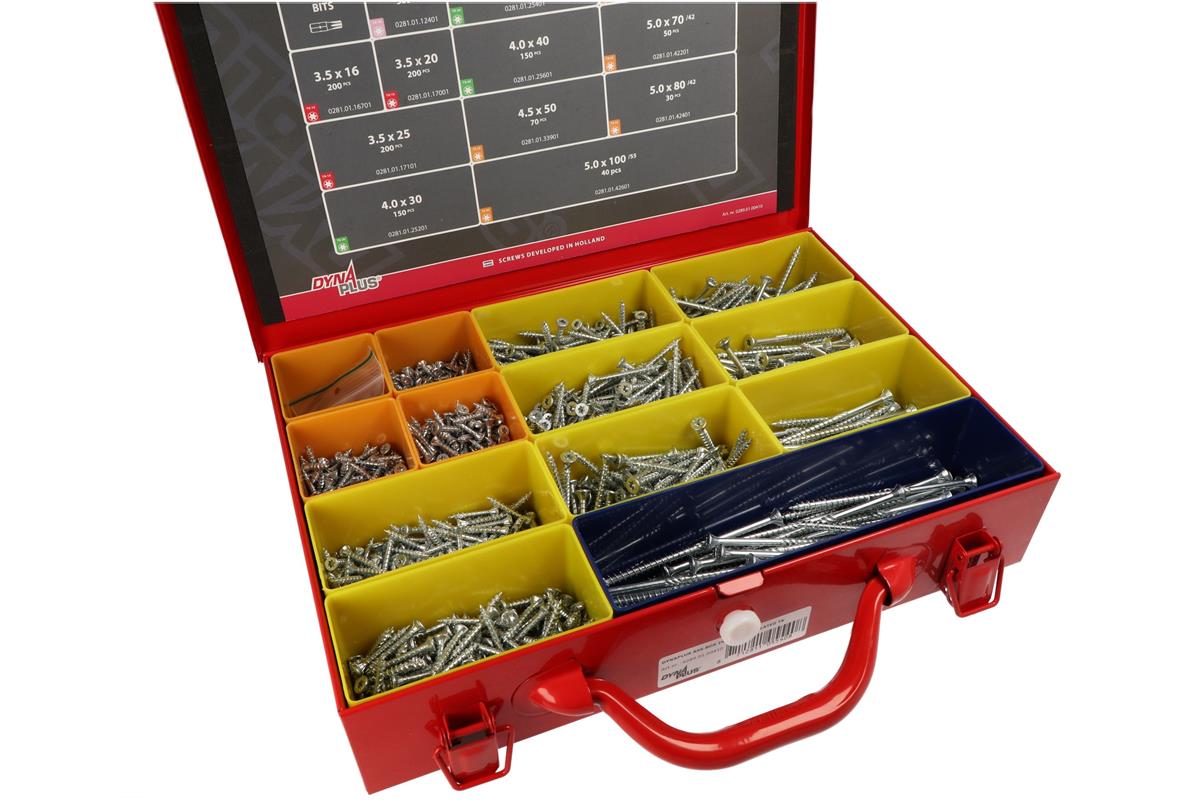 Dynaplus - Assortimentskoffer schroeven - TORX - Verzinkt - 1.604-delig