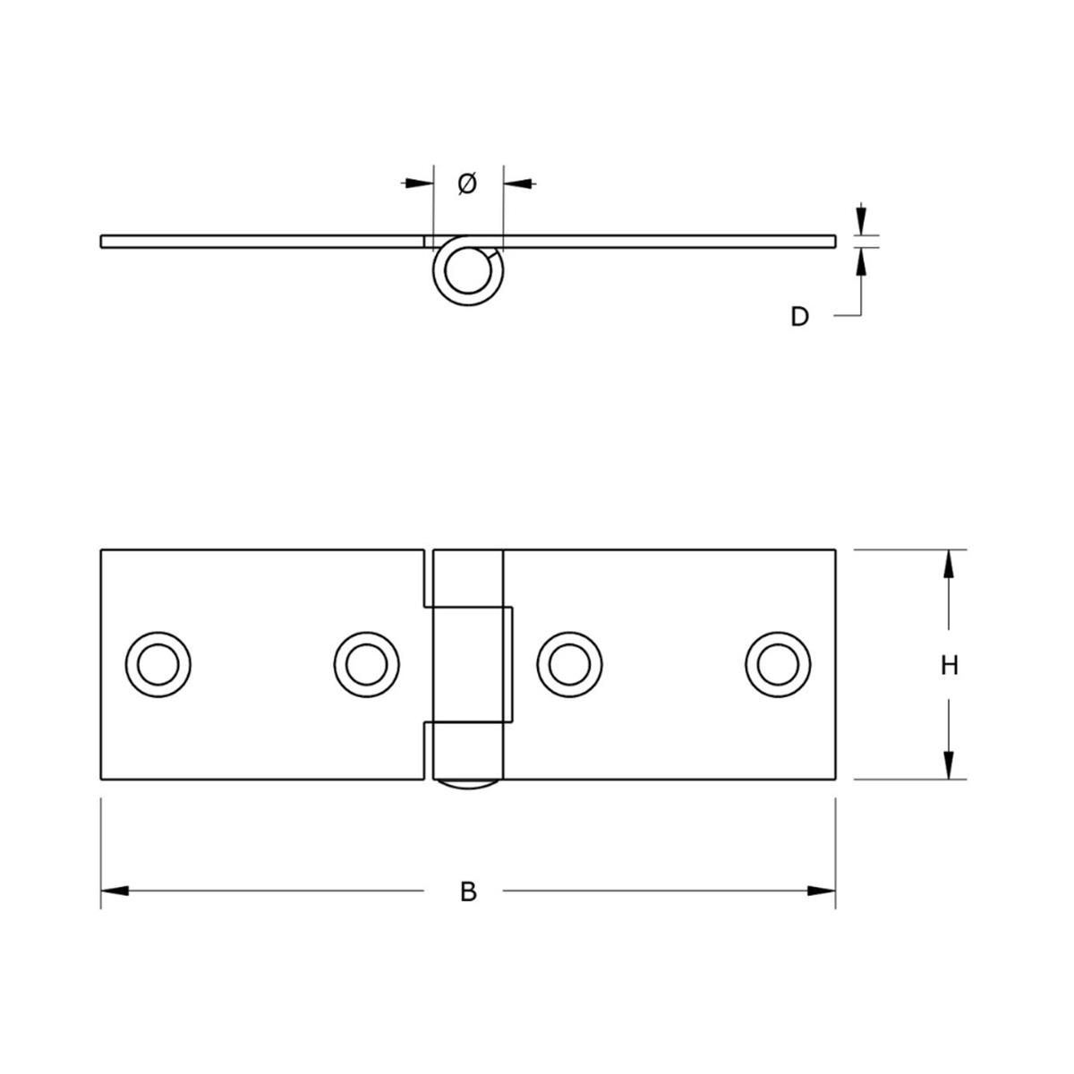 Klepscharnier - 20x80mm - Vaste stalen pen - Staal - Verzinkt Klepscharnier - 20x80mm - Vaste stalen pen - Staal - Verzinkt