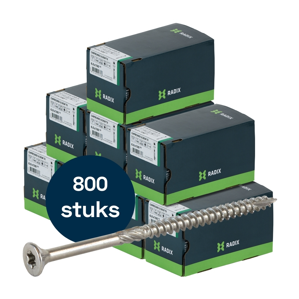 Radix Torx 30 Spaanplaatschroef - Platkop + Snijpunt - 6,0 x 100mm/55 - RVS - Deeldraad (800 stuks) VOLLE DOOS! Radix Torx 30 Spaanplaatschroef - Platkop + Snijpunt - 6,0 x 100mm/55 - RVS - Deeldraad (800 stuks) VOLLE DOOS!